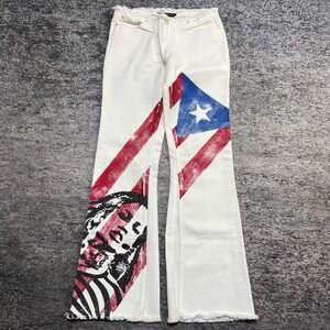 VTG JLo Jennifer Lopez Jeans Puerto Rico Size 7 (31x32) White Flare Low Rise Y2K